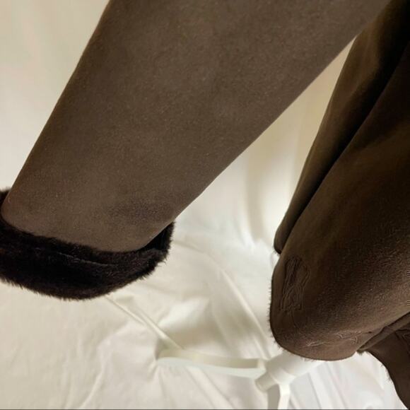 Essentials by Milano Vegan Suede & Fur Embroidered Coat NWOT Size L - Picture 4 of 12